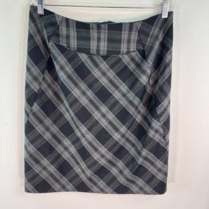 AB Studio Straight Line Skirt Size 12 Black Gray Checked Lined VTG